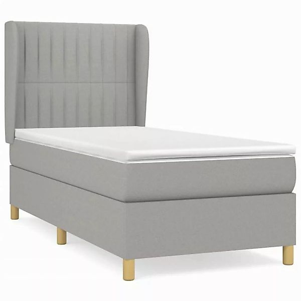 vidaXL Boxspringbett Boxspringbett mit Matratze Hellgrau 90x190 cm Stoff Be günstig online kaufen