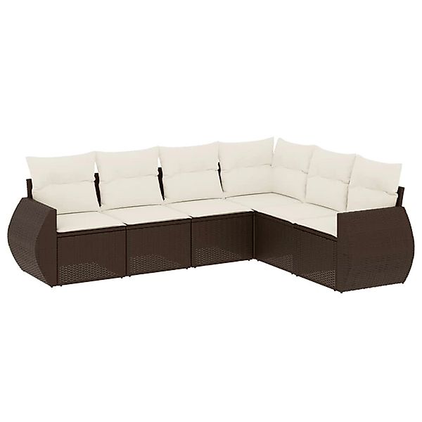 vidaXL 6-Tlg Garten-Sofagarnitur mit Kissen Braun Poly Rattan 3221412 günstig online kaufen