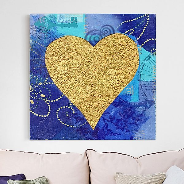 Leinwandbild - Quadrat Heart of Gold günstig online kaufen