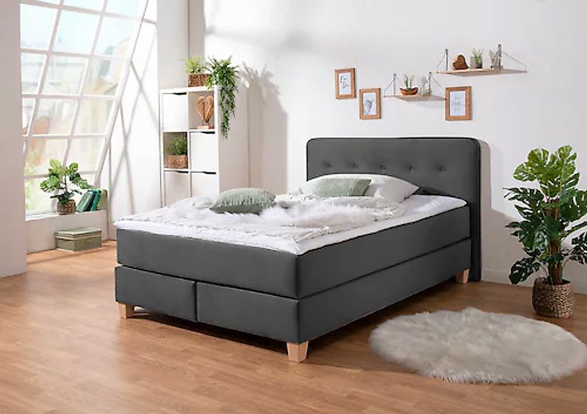 Home affaire Boxspringbett "Fargo" in Überlänge 220 cm, mit Topper, 3 Ausfü günstig online kaufen
