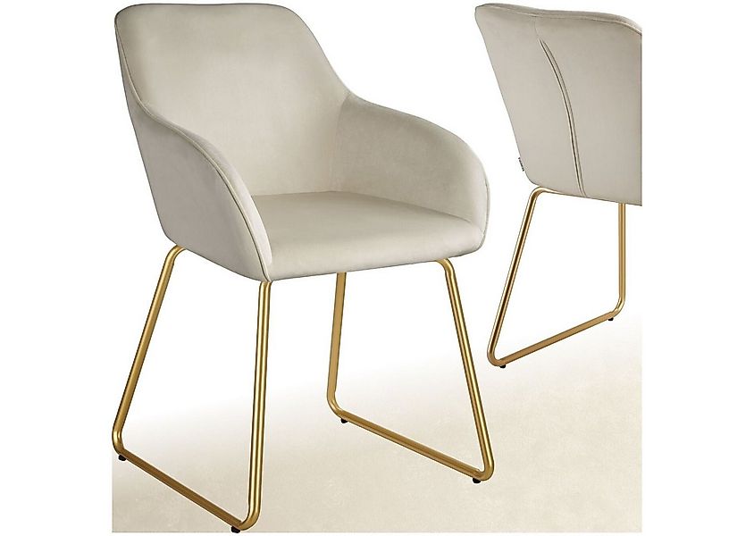 tectake Esszimmerstuhl Küchenstuhl Jeane, Samtoptik, Kufengestell (Set, 1 S günstig online kaufen