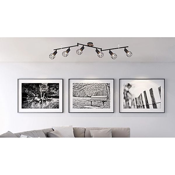 Globo Strahler Xara I 6-flammig Schwarz 1160 x 100 x 245 mm günstig online kaufen