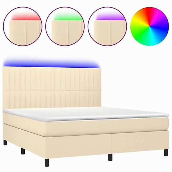 vidaXL Boxspringbett Boxspringbett mit Matratze LED Creme 160x200 cm Stoff günstig online kaufen