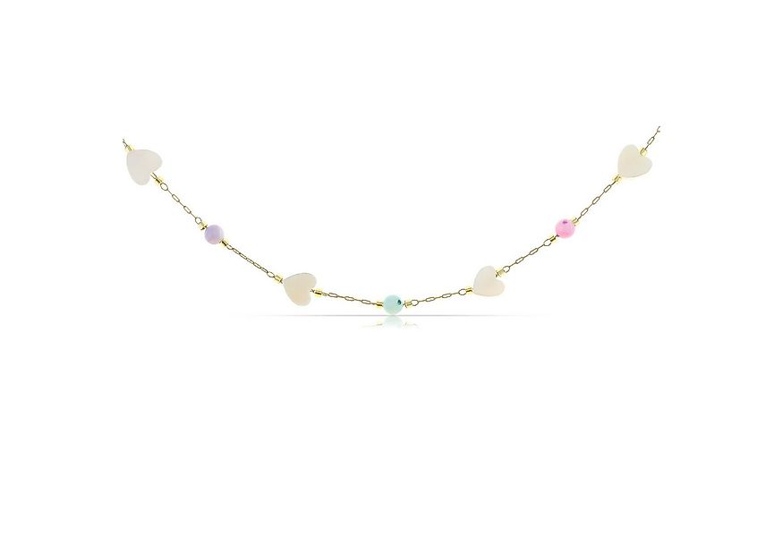 Made by Nami Perlenkette Damen Gold mit Perlen und Herzen Perlmutt aus Chir günstig online kaufen