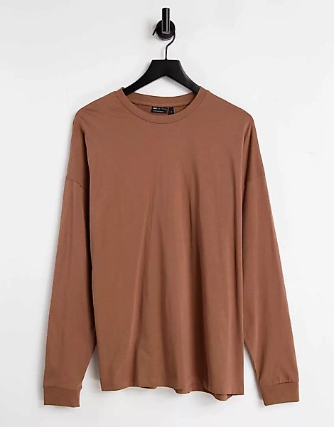 ASOS DESIGN – Langärmliges Oversize-Shirt in Braun günstig online kaufen