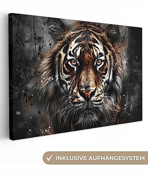 OneMillionCanvasses® Leinwandbild Tiger - Tiere - Porträt - Luxus - Schwarz günstig online kaufen