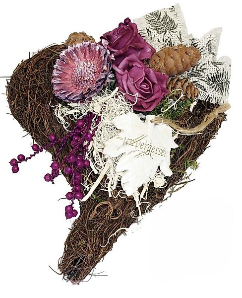 Gestecke Herz, CreaFlor Home, Höhe 37 cm, Handarbeit, natur, Motiv: Repens, günstig online kaufen