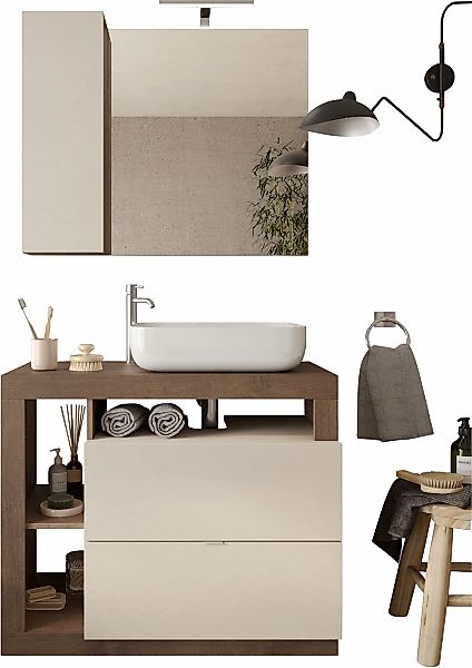 welltime Badmöbel-Set "Hamburg, Badezimmerset 2tlg. Breite 92 cm, Badmöbel, günstig online kaufen