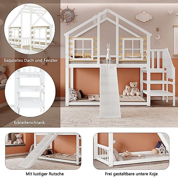 Odikalo Etagenbett Kinderbett Holzbett Hochbett Rutsche Absturzsicherung 90 günstig online kaufen