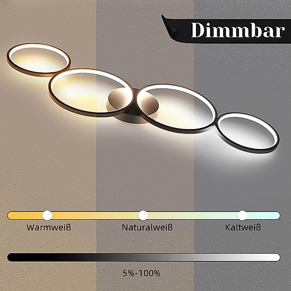 Nettlife LED Deckenleuchte Dimmbar 4 Flammig günstig online kaufen