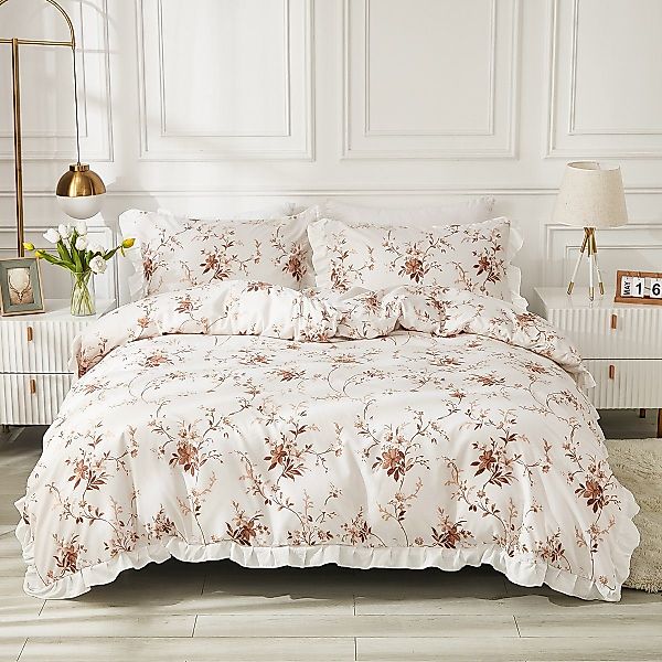BYSURE Bettwäsche, Polyester, 3 teilig, Blumen-Bettbezug günstig online kaufen