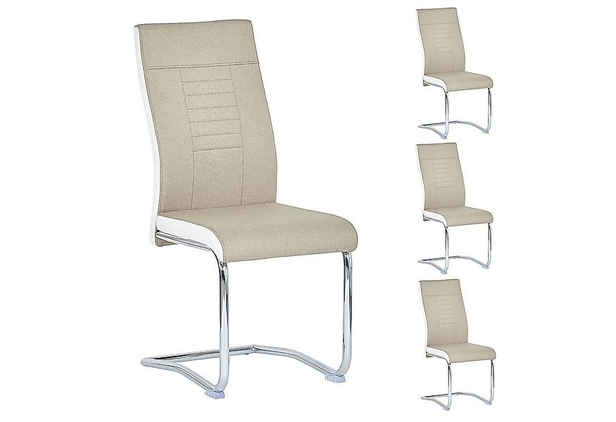 CARO-Möbel Esszimmerstuhl ALBA (4 St), Küchen Schwingstuhl Stoffbezug gepol günstig online kaufen
