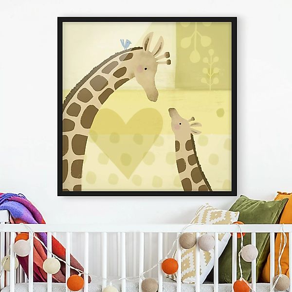 Bild mit Rahmen Tiere - Quadrat Mama und ich - Giraffen günstig online kaufen