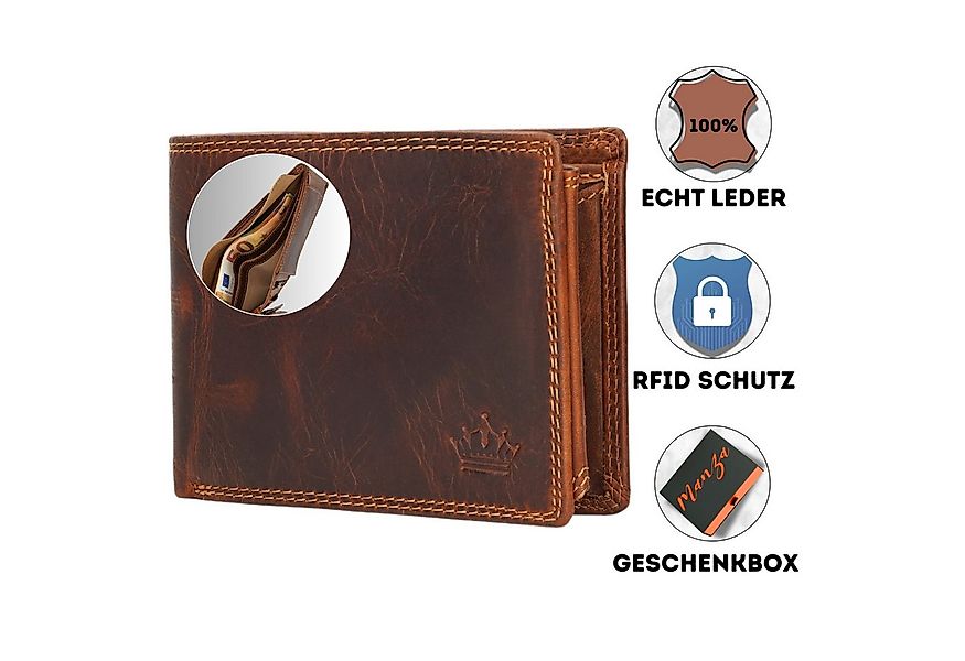 Manza Geldbörse Geldbörse Herren Schwarz mit RFID, Geheimfach und Geschenkb günstig online kaufen