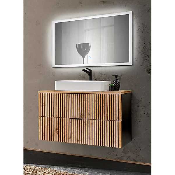 Waschplatz Set 101 cm Waschtisch, LED Spiegel mit Touch Bedienung XANTEN-56 günstig online kaufen