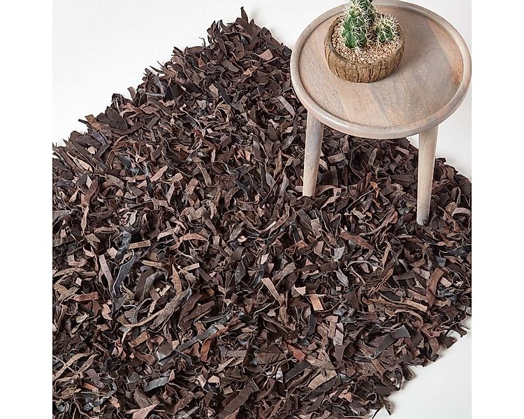 Homescapes Teppich Lederteppich Dallas, dunkelbraun, 150 x 240 cm, Höhe: 20 günstig online kaufen