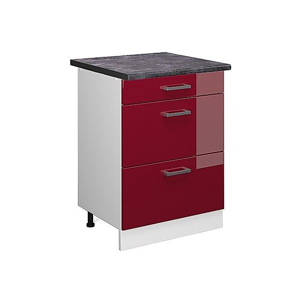 Vicco Küchenunterschrank R-Line Bordeaux Hochglanz/Weiß 60 cm mit Schublade günstig online kaufen