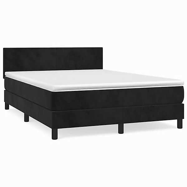 furnicato Bett Boxspringbett mit Matratze Schwarz 140x190 cm Samt (1-tlg) günstig online kaufen