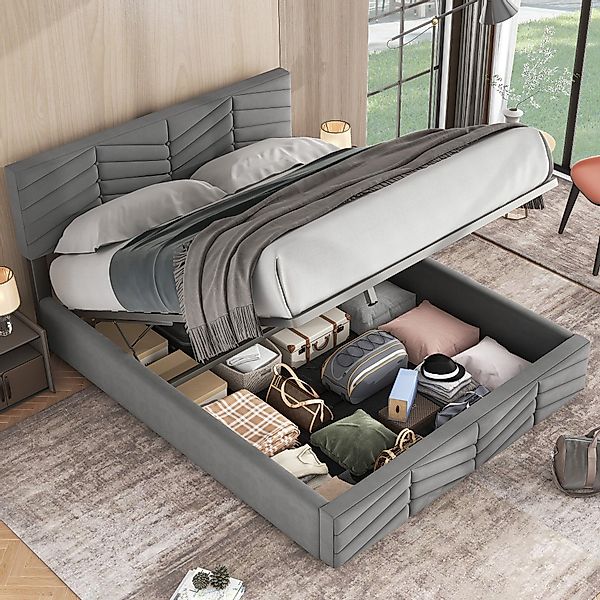 REDOM Polsterbett Funktionsbett (Hydraulisches Doppelbett 140x200cm günstig online kaufen