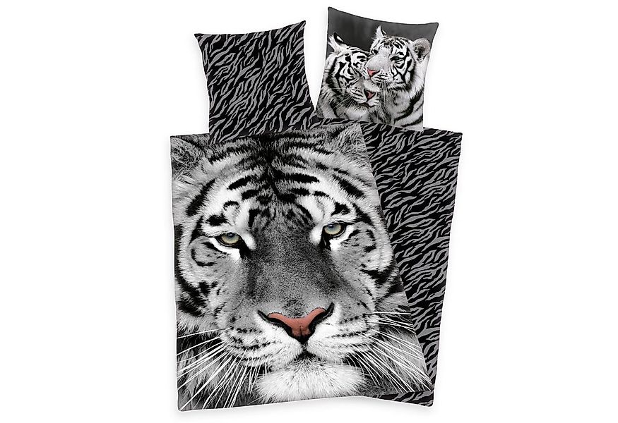 Herding Kinderbettwäsche Bettwäsche Set weißer Tiger 135 x 200 cm 80 x 80 c günstig online kaufen