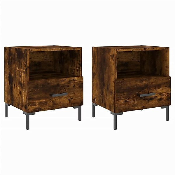 vidaXL Nachttische 2 Stk Räuchereiche 40x35x47,5 cm Holzwerkstoff Modell 4 günstig online kaufen