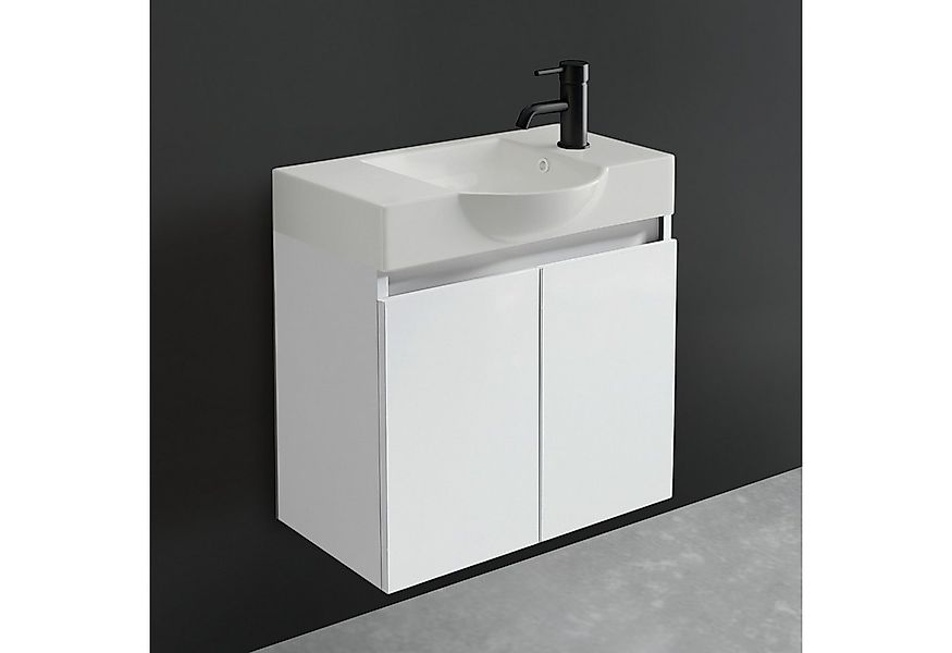 Alpenberger Badmöbel-Set Gäste WC Waschbecken mit Unterschrank 55 cm Breit, günstig online kaufen