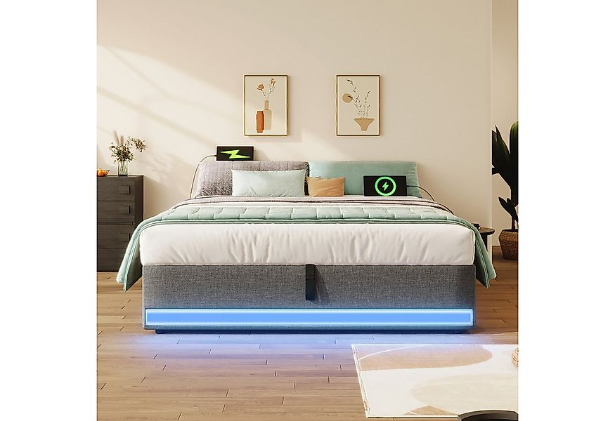 TavilaEcon Boxspringbett Polsterbett, Fernbedienbare LED-Leiste, mit USB un günstig online kaufen