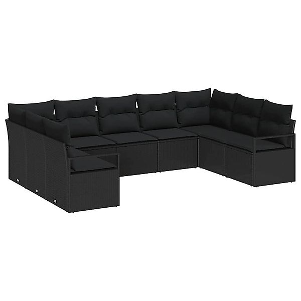 vidaXL Garten-Sofa-Set 9-Tlg Schwarz Poly Rattan 3346543 günstig online kaufen