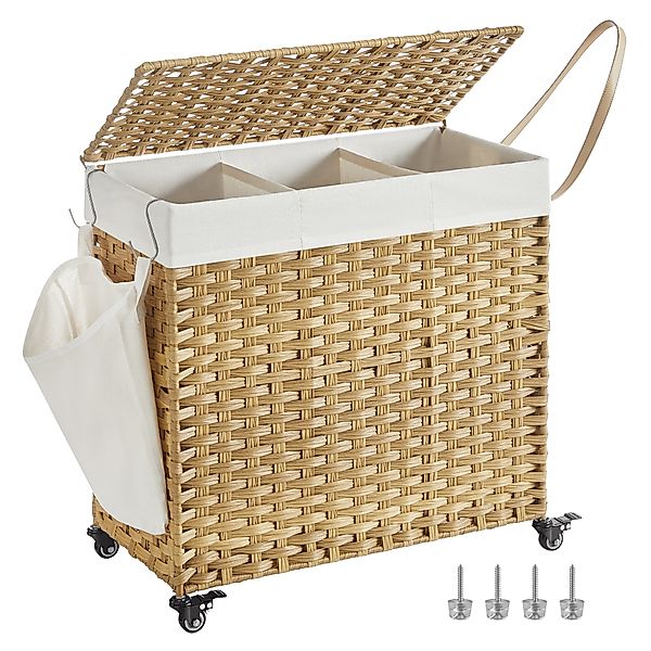SONGMICS Wäschekorb, 140 L, mit 3 günstig online kaufen
