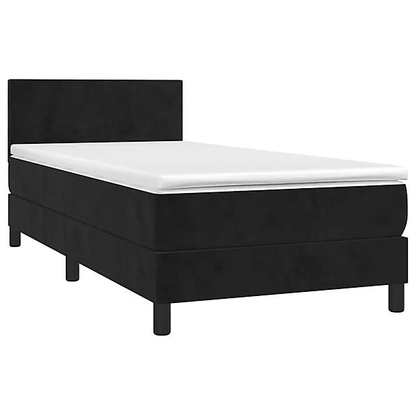 vidaXL Boxspringbett mit Matratze & LED Schwarz 80x200 cm Samt 3134251 günstig online kaufen