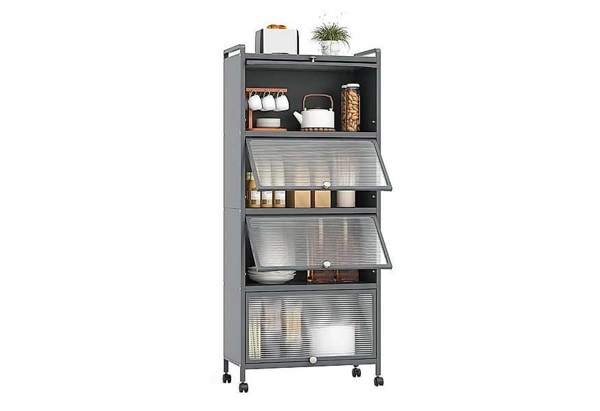 KOMFOTTEU Küchenregal auf Rollen, Küchenschrank Aufbewahrungsregal, mit 5 E günstig online kaufen