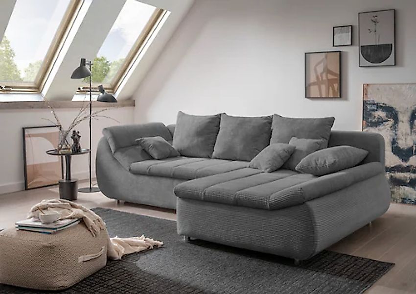 INOSIGN Ecksofa »Imola elegant und bequem, aktuelle Steppung im Sitz, L-For günstig online kaufen