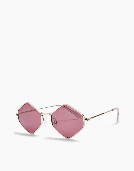Topshop – Sonnenbrille mit rautenförmigem Metallrahmen-Goldfarben günstig online kaufen