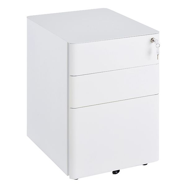 Vinsetto Rollcontainer mit 3 Schubladen Aufbewahrung Stahl Weiß 39 x 48 x 5 günstig online kaufen