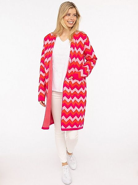 Zwillingsherz Longstrickjacke Zick-Zack-Muster, Schalkragen, Taschen, Langa günstig online kaufen