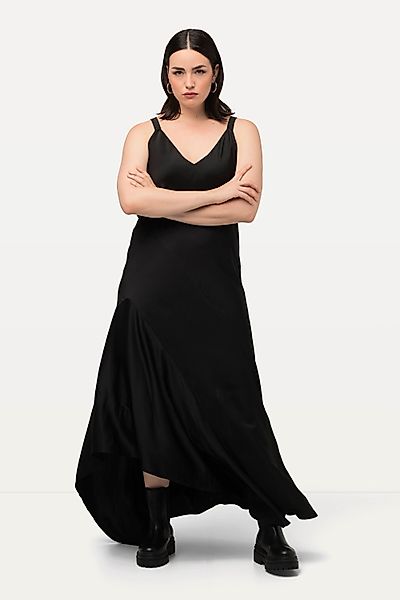 Ulla Popken Cocktailkleid Satin-Maxikleid A-Linie V-Ausschnitt günstig online kaufen