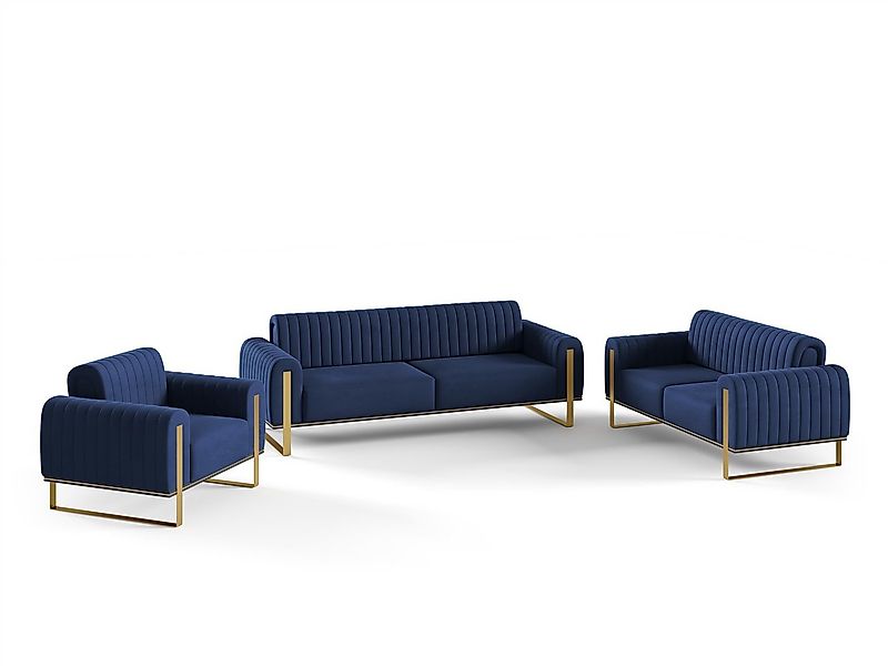 Fun Möbel Polstergarnitur Sofaset Designersofas VALERIE 3-2-1 in Stoff Elis günstig online kaufen