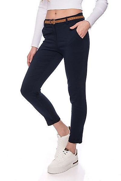 Kendindza Chinohose Chino Damen Hose Stretch mit Gürtel Stoffhose Damen ele günstig online kaufen