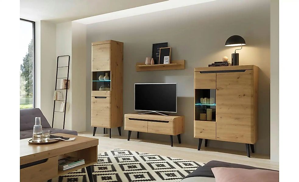 Wohnwand   ¦ holzfarben ¦ Maße (cm): B: 290 H: 197 T: 40.0 Kommoden & Sideb günstig online kaufen