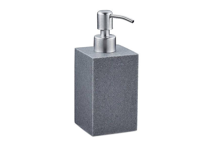 relaxdays Seifenspender Edelstahlpumpe eckig, grau günstig online kaufen