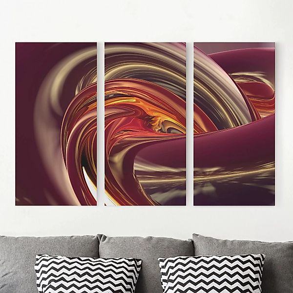 3-teiliges Leinwandbild Abstrakt - Querformat Fantastic Burning günstig online kaufen
