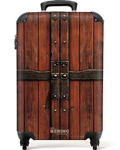 NoBoringSuitcases.com© Hartschalen-Trolley Rote Holztüren mit schmiedeeiser günstig online kaufen