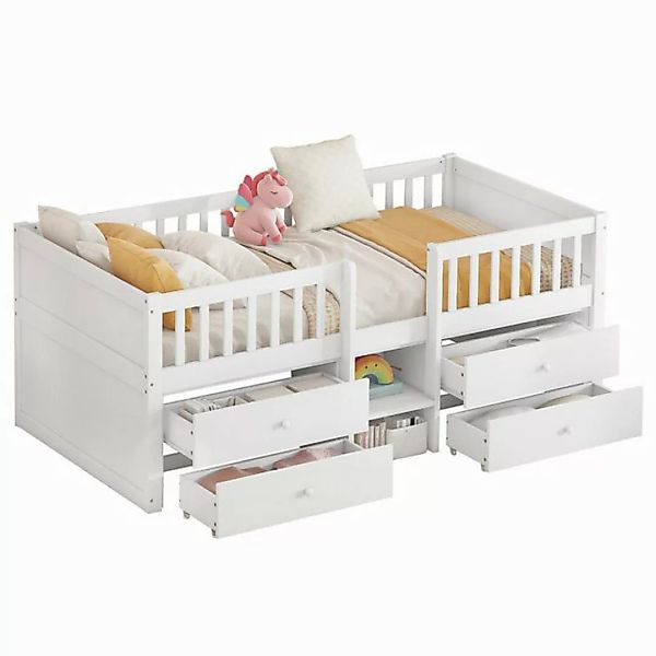 i@home Einzelbett Kinderbett, Hausbett, Massivholzbett, mit 4 Schubladen (B günstig online kaufen