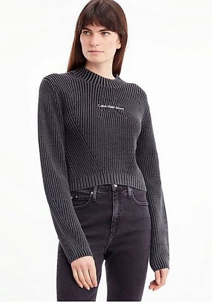 Calvin Klein Jeans Strickpullover WASHED MONOLOGO SWEATER mit Logostickerei günstig online kaufen