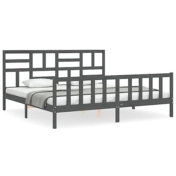 vidaXL Massivholzbett mit Kopfteil Grau 200x200 cm 3193098 günstig online kaufen