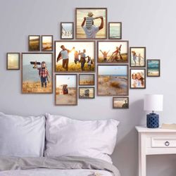 PHOTOLINI Bilderrahmen 17er Set Echtholz-Rahmen schmal, günstig online kaufen