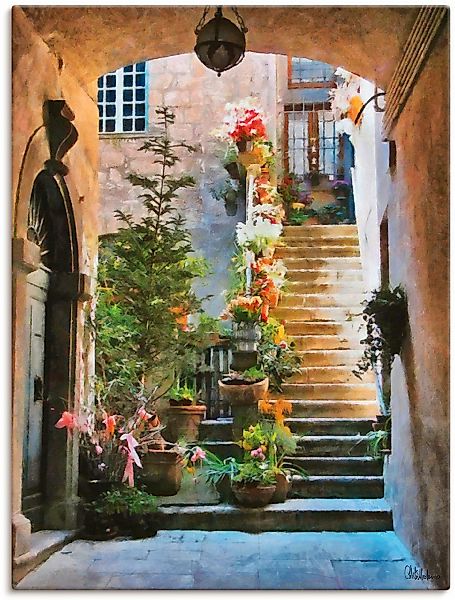 Artland Leinwandbild "Treppe mit Blumen" Elemente der Architektur 1 Stk. tl günstig online kaufen