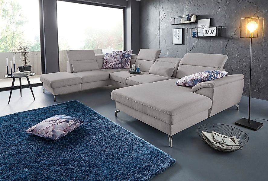 sit&more Wohnlandschaft »Percy U-Form« 12 cm Fußhöhe, Sitztiefenverstellung günstig online kaufen