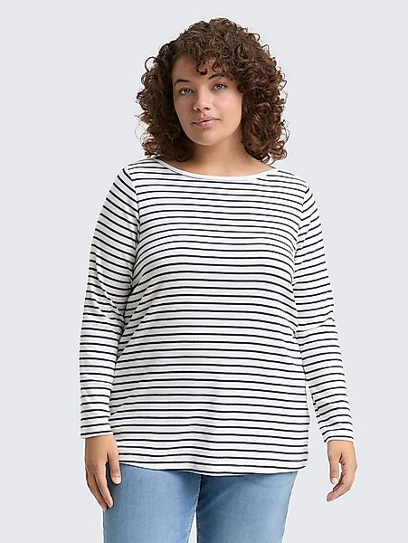 TOM TAILOR PLUS Langarmshirt T-Shirt Plus Size - Langarmshirt mit Streifenm günstig online kaufen