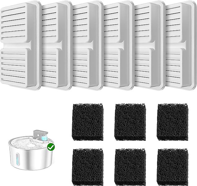 PUPPY KITTY Trinkbrunnen 6x Ersatzfilter Aktivekohlefilter+Schwamm, günstig online kaufen
